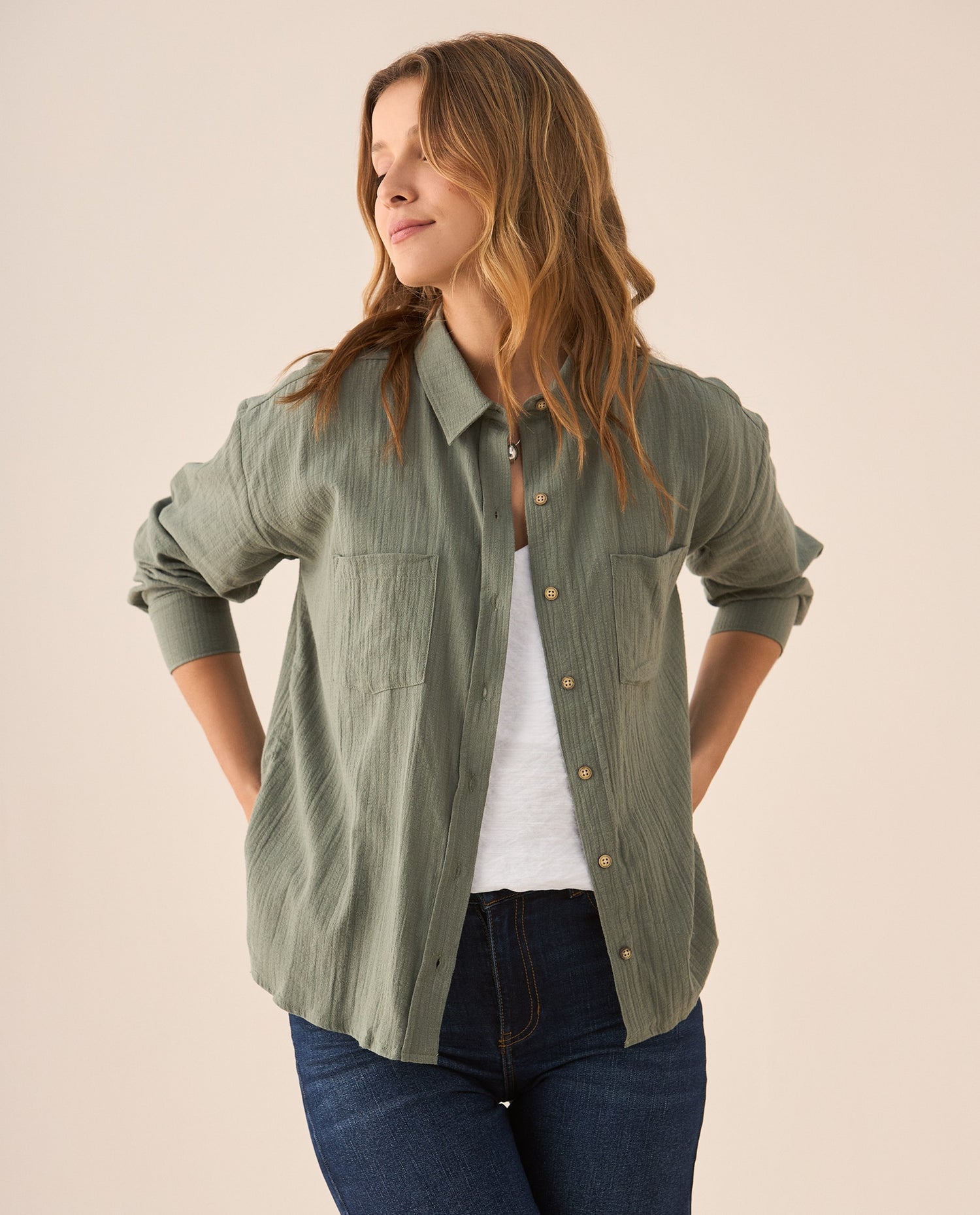 Camisa manga larga para mujer - Verde