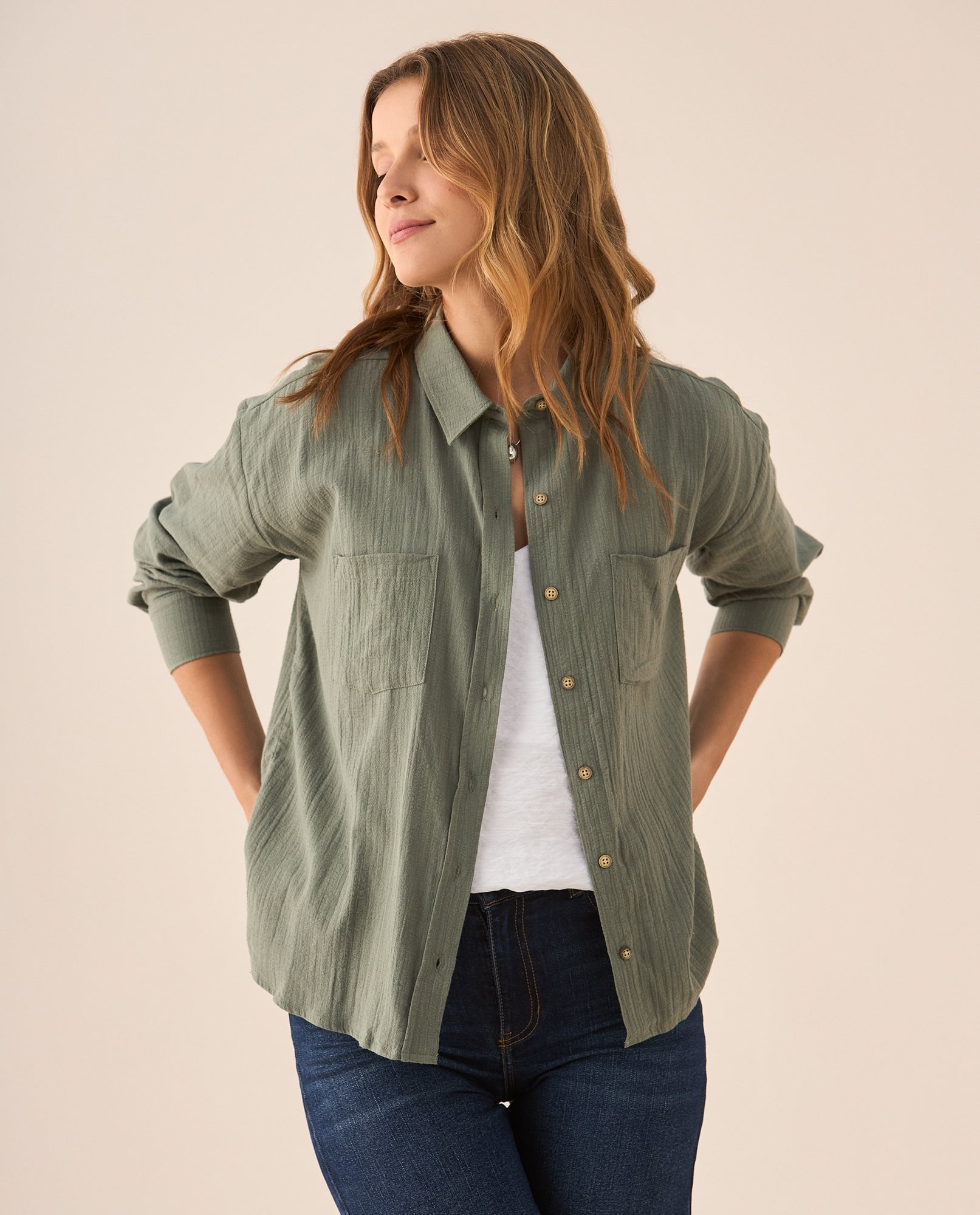 Camisa manga larga para mujer - Verde 34_615F327_VER130651_3