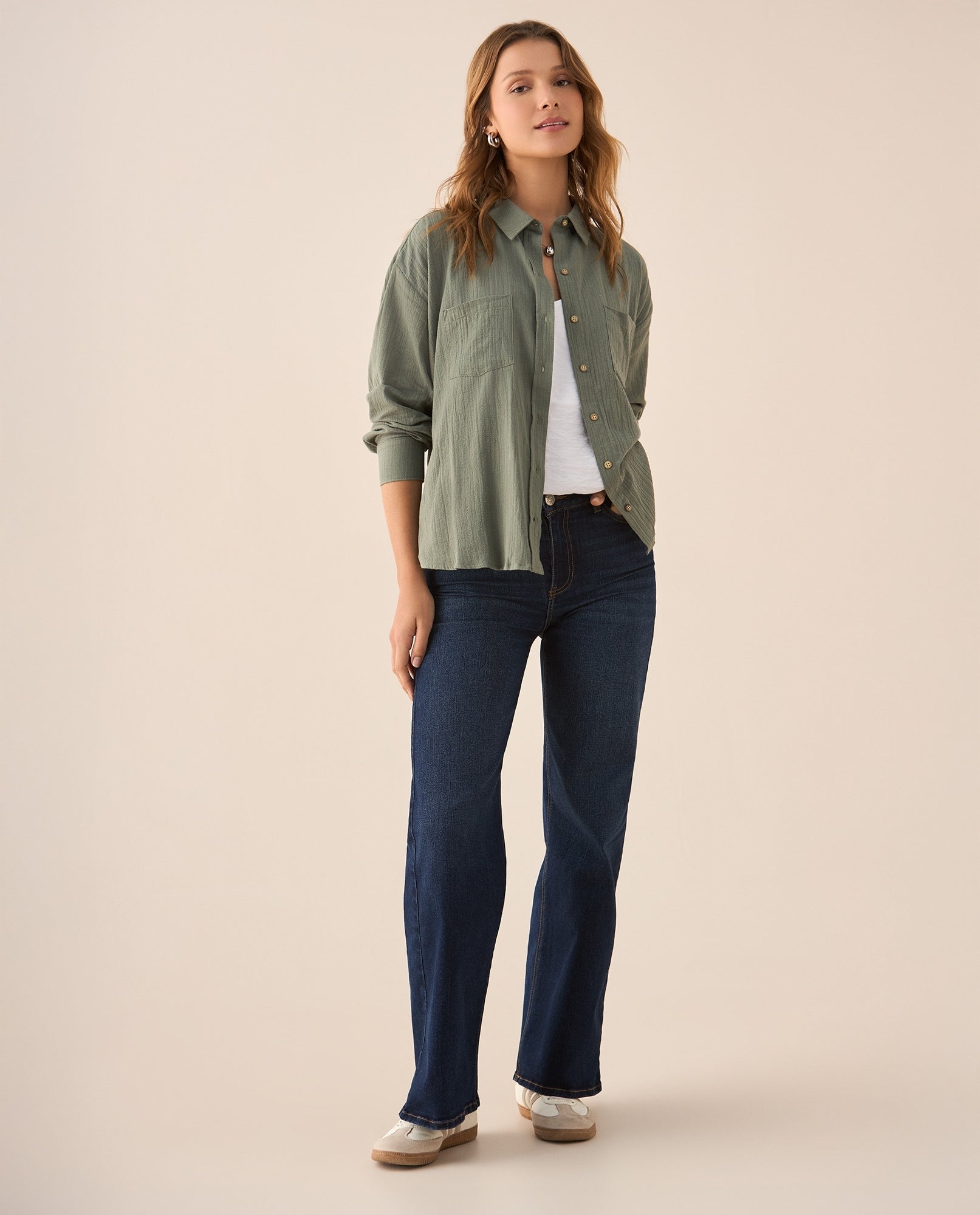 Camisa manga larga para mujer - Verde 34_615F327_VER130651_5