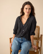 Camisa con bolero en cuello para mujer - Negro