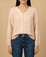 Camisa manga larga cuello camisero - Beige