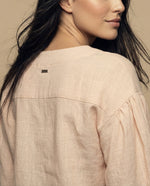 Camisa manga larga cuello camisero - Beige