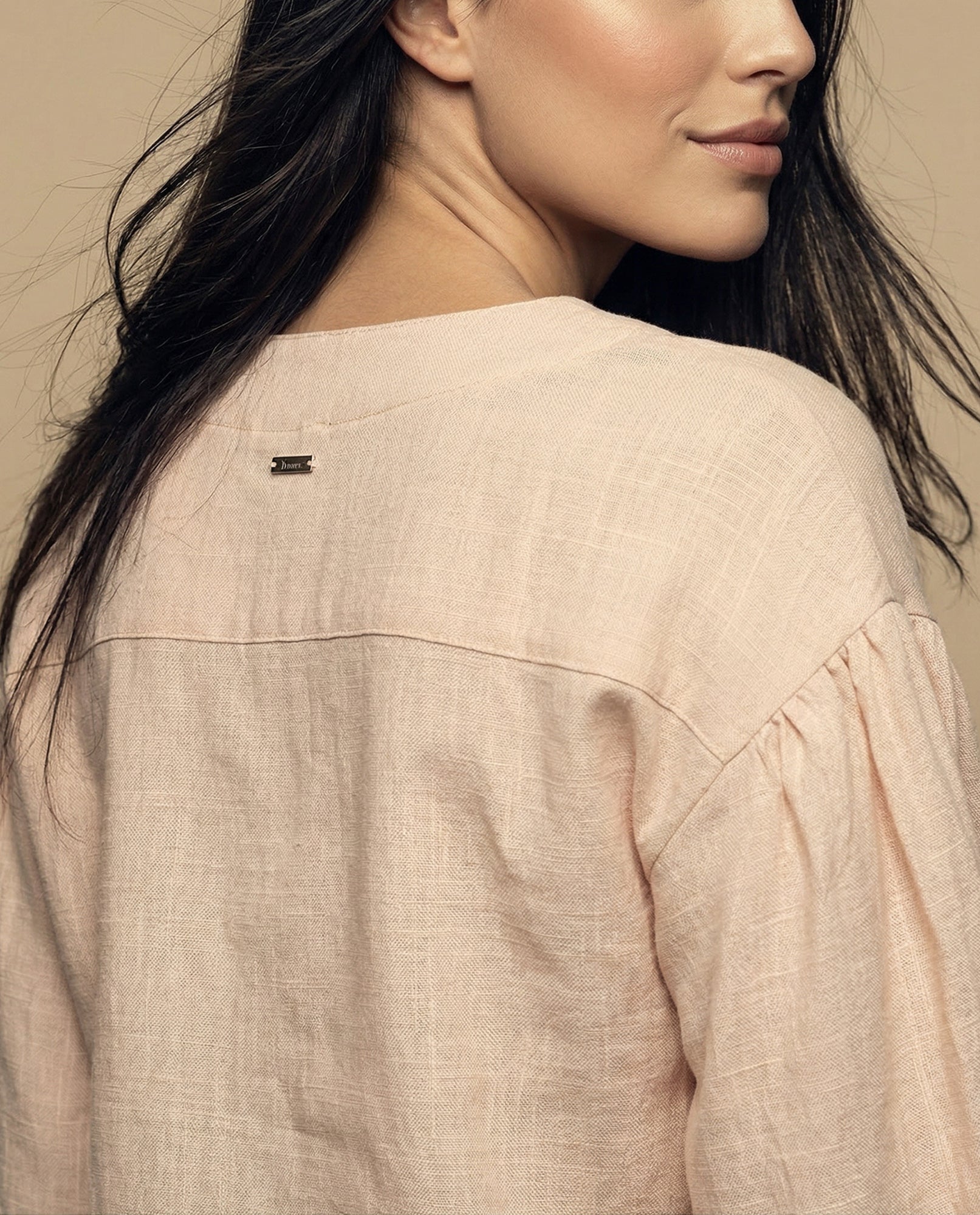 Camisa manga larga cuello camisero - Beige 34_615F329_BEI130607_6