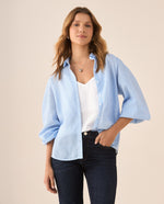 Camisa manga larga con volumen para mujer - Azul