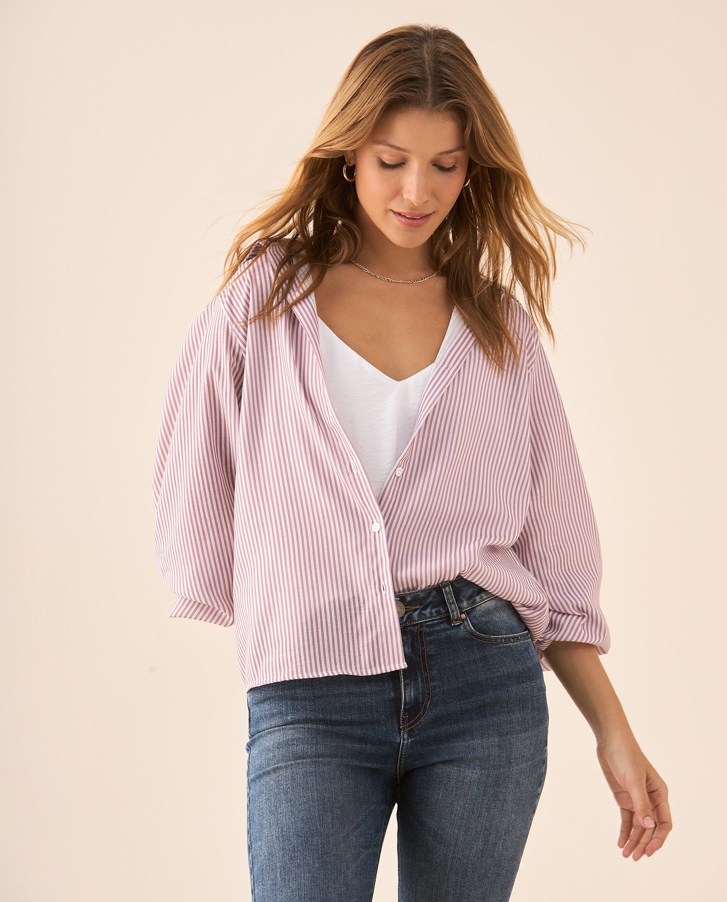 Camisa manga larga con volumen para mujer - Rosa