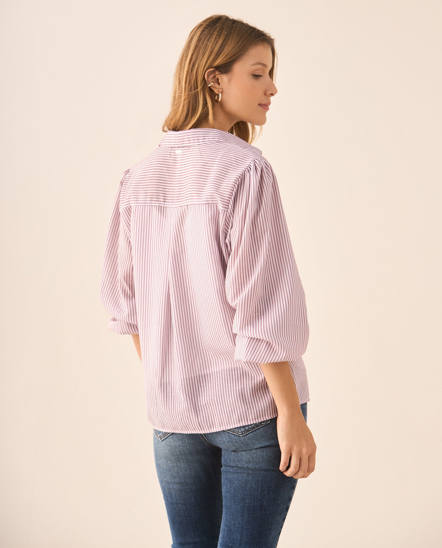 Camisa manga larga con volumen para mujer - Rosa