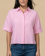 Camisa cuello nerú con cierre oculto - Rosa