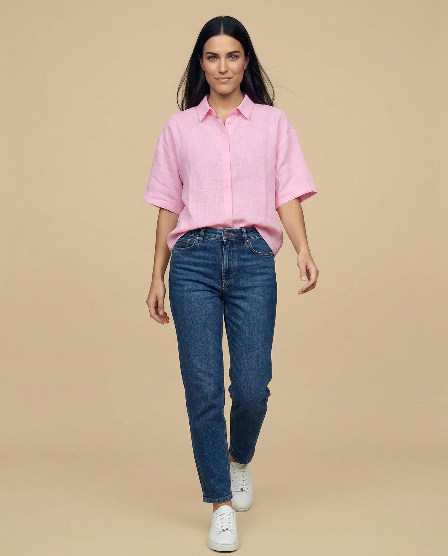 Camisa cuello nerú con cierre oculto - Rosa