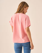 Camisa de tela fluida para mujer - Rosa