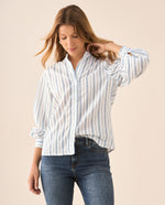 Camisa de diseño a rayas para mujer - Azul