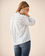 Camisa de diseño a rayas para mujer - Azul