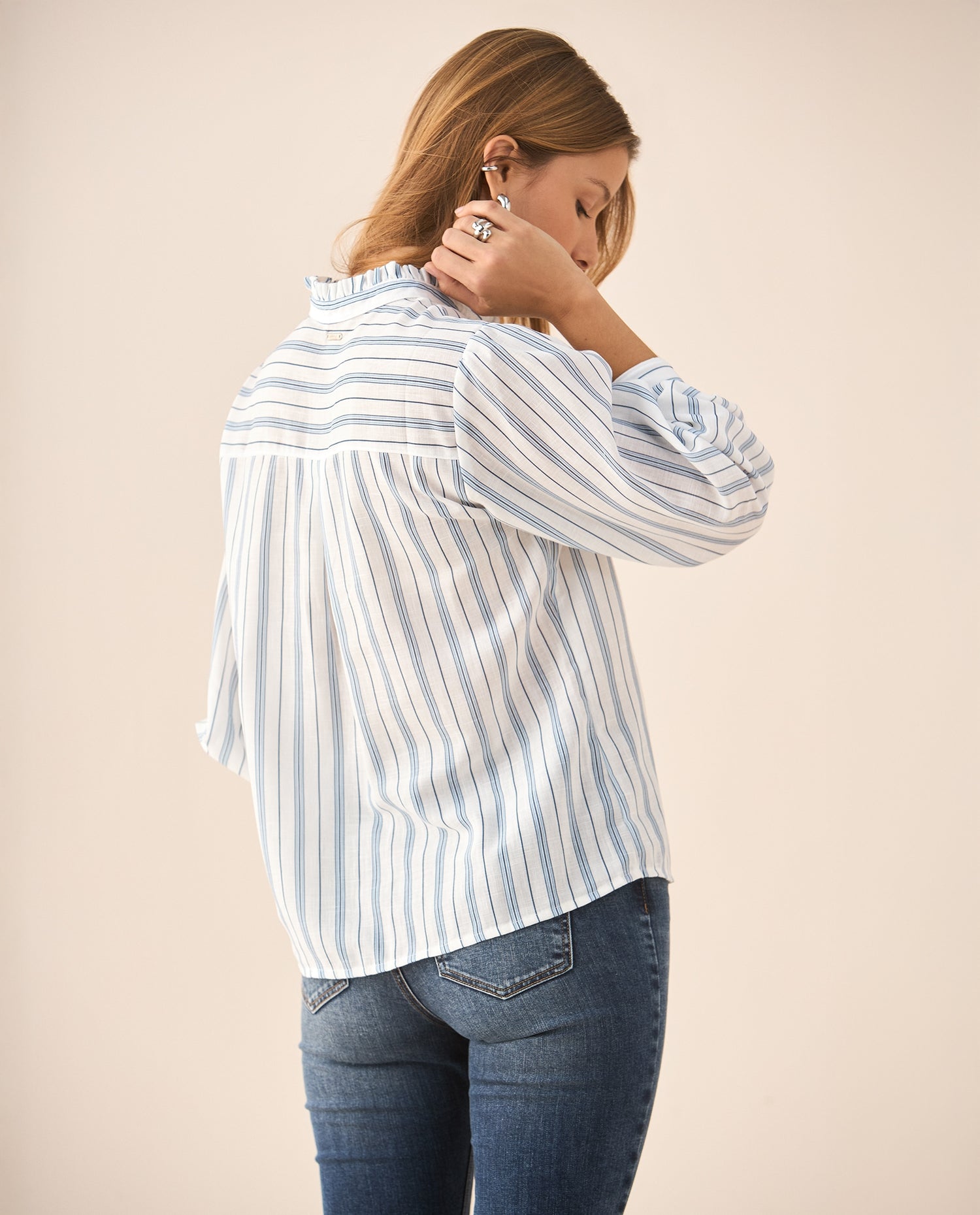 Camisa de diseño a rayas para mujer - Azul