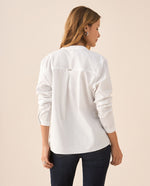 Camisa de cuello neru para mujer - Blanco