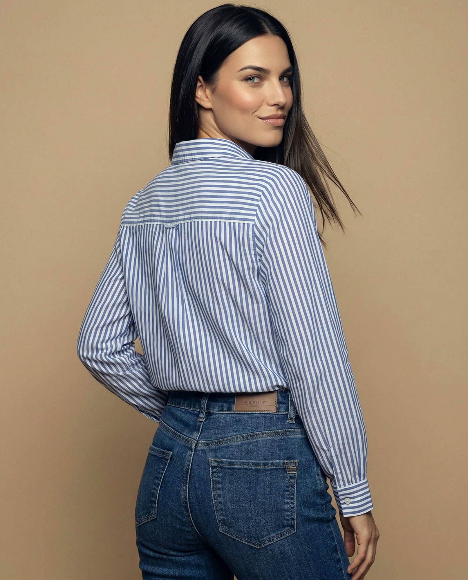 Camisa manga larga cuello camisero de caída ligera - Azul 34_615F339_AZU144123_4