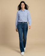 Camisa manga larga cuello camisero de caída ligera - Azul