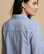 Camisa manga larga cuello camisero de caída ligera - Azul
