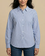 Camisa manga larga cuello camisero de caída ligera - Azul