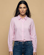 Camisa manga larga cuello camisero de caída ligera - Rosa