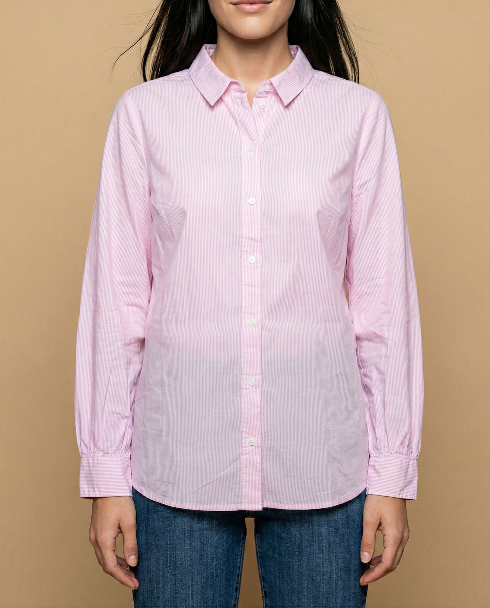 Camisa manga larga cuello camisero de caída ligera - Rosa 34_615F339_ROS152213_3