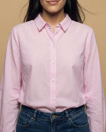 Camisa manga larga cuello camisero de caída ligera - Rosa