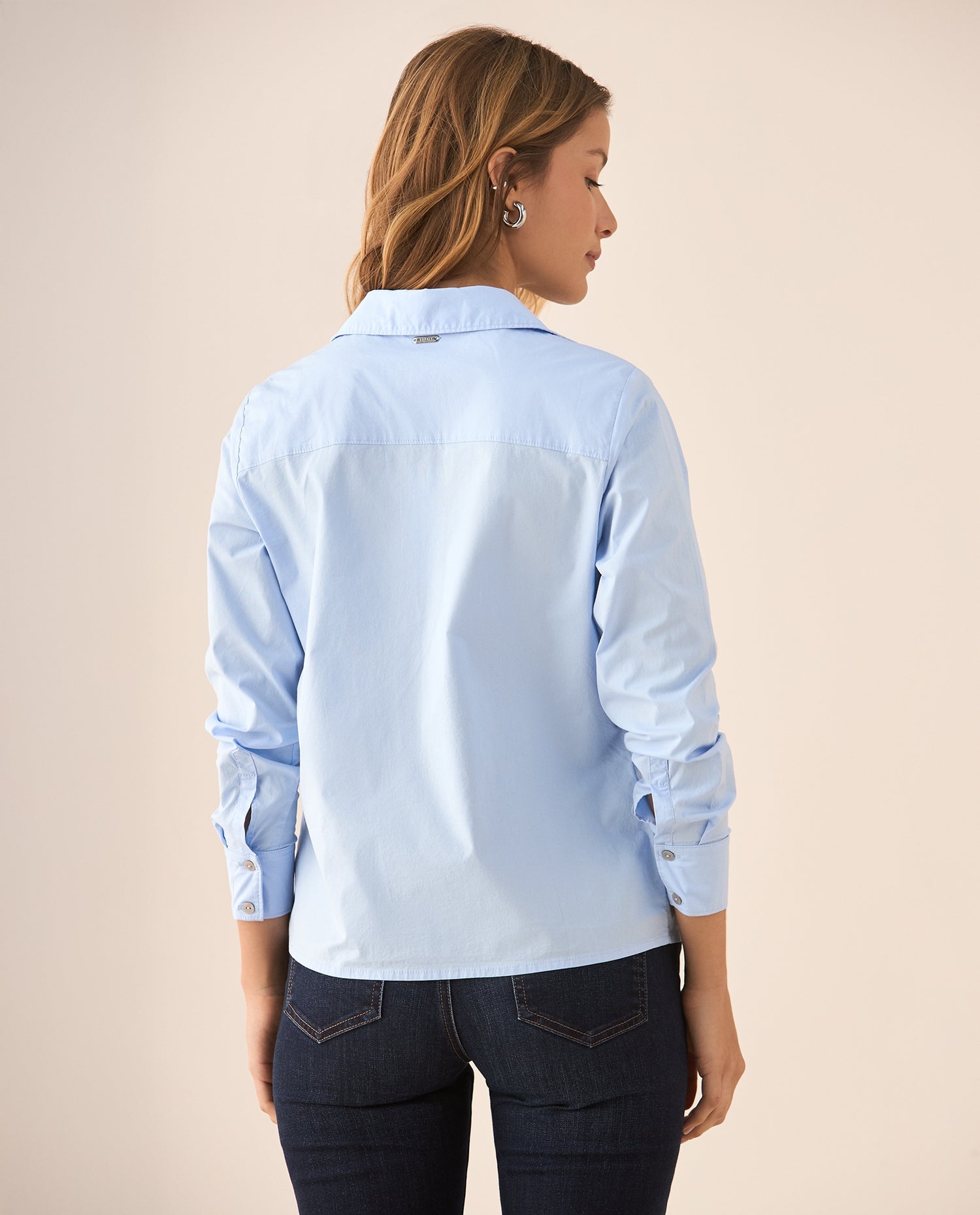 Camisa de diseño abierto para mujer - Azul