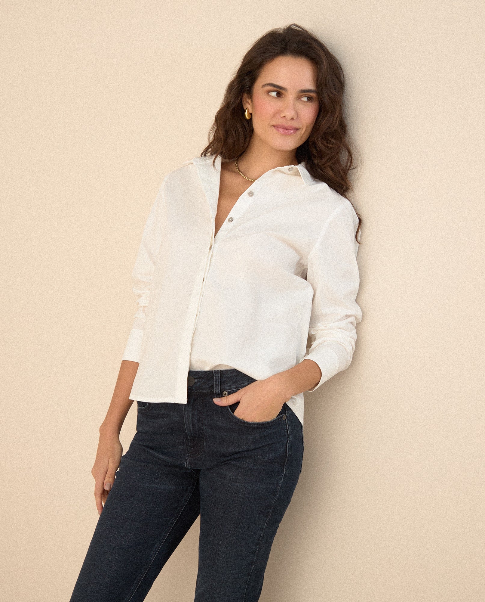 Camisa de diseño abierto para mujer - Crudo 34_615F341_CRU110605_5