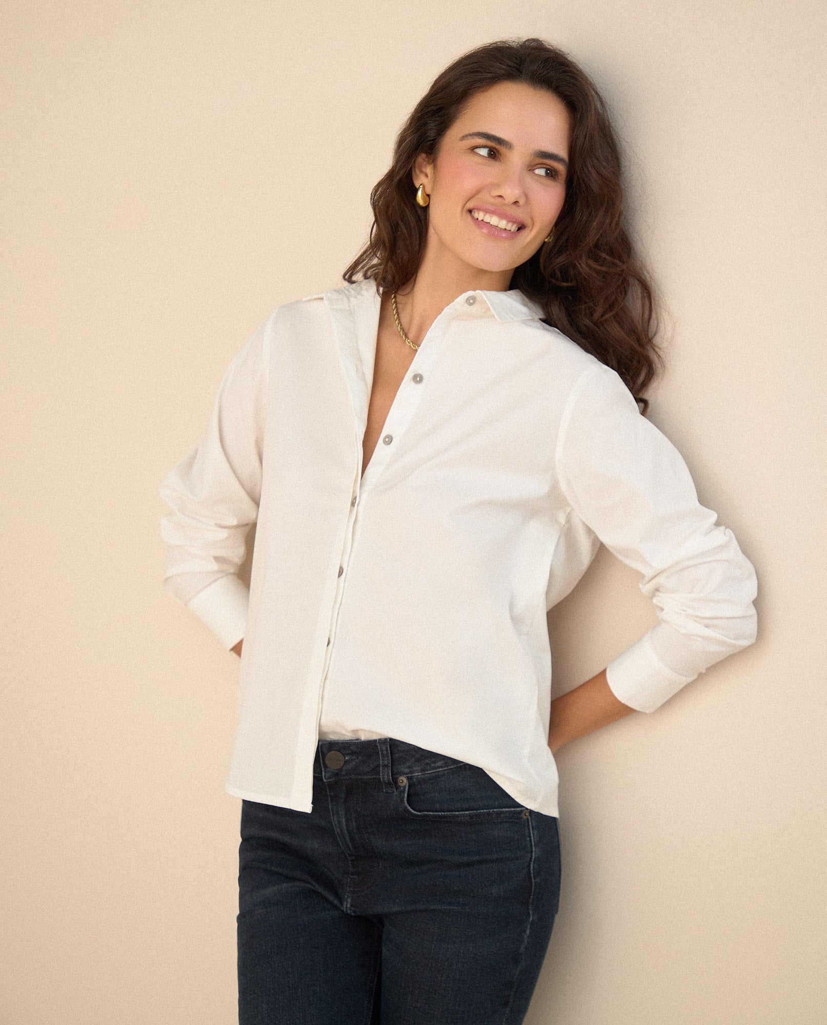 Camisa de diseño abierto para mujer - Crudo 34_615F341_CRU110605_6