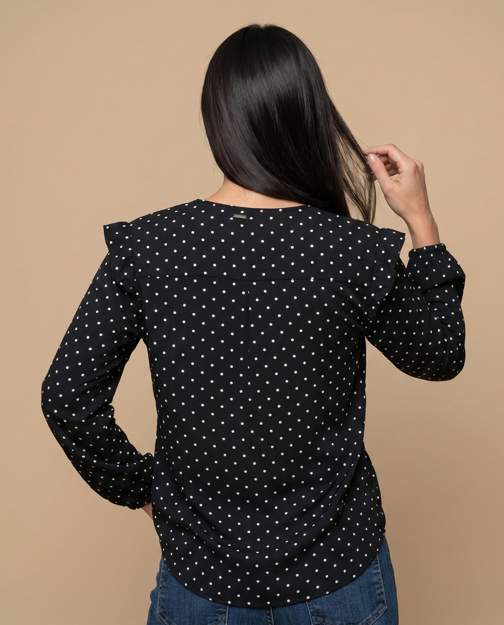 Camisa con bolero en hombros para mujer - Negro 34_615G302_NEG190303_4