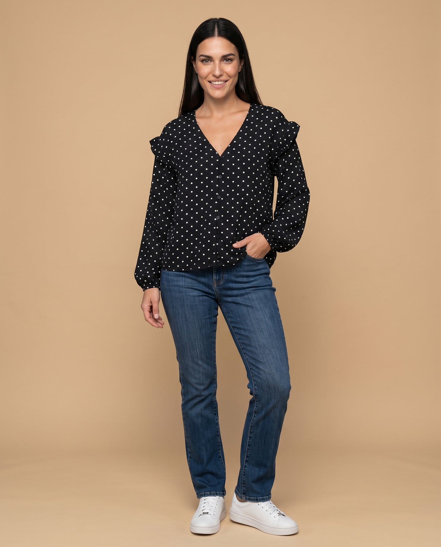 Camisa con bolero en hombros para mujer - Negro