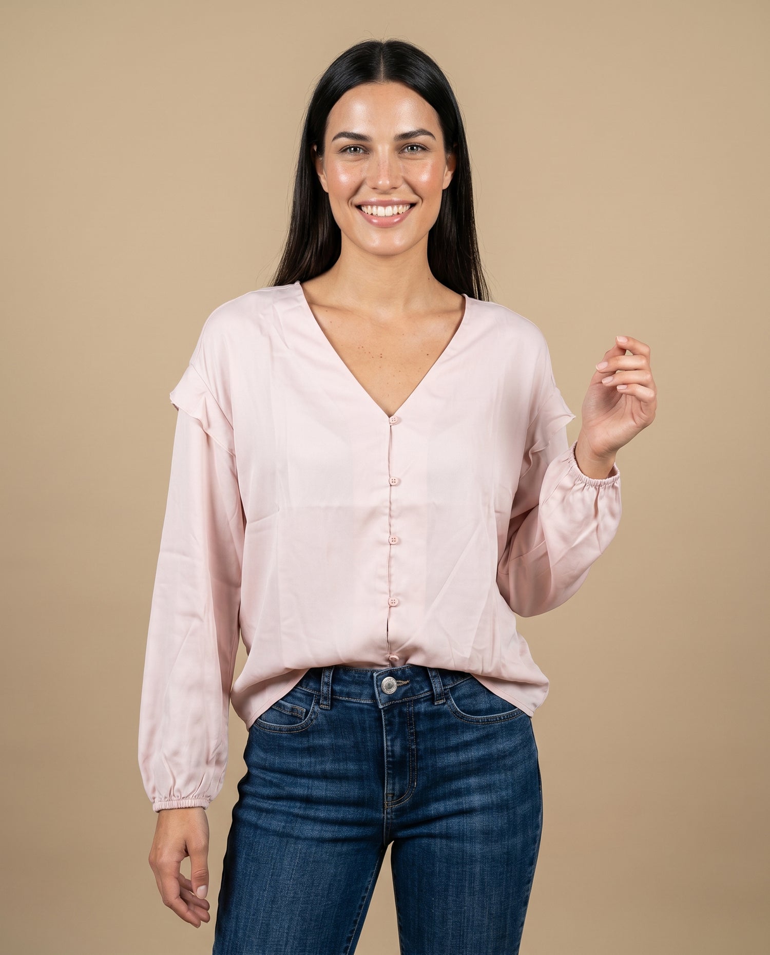Camisa con bolero en hombros para mujer - Rosa