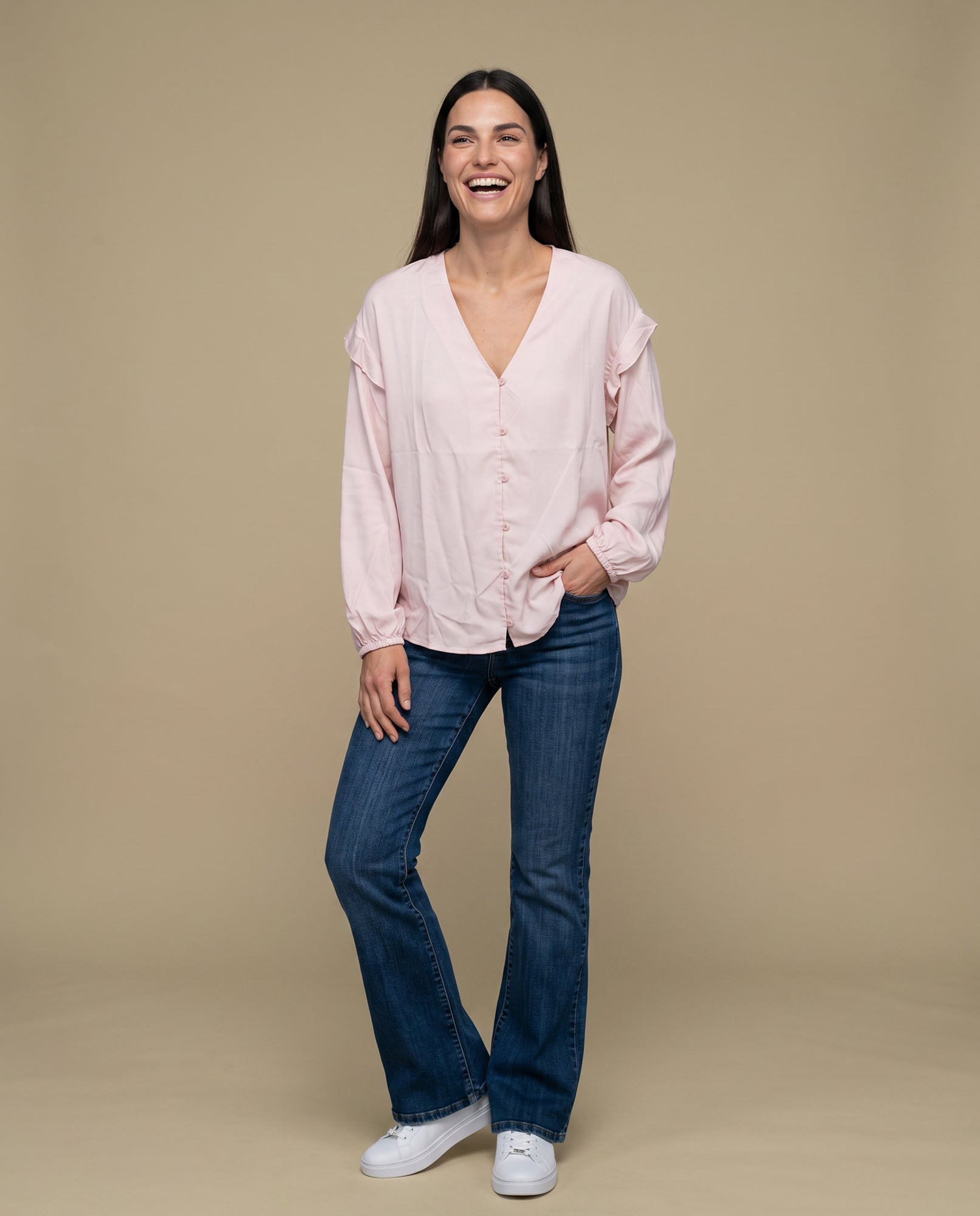Camisa con bolero en hombros para mujer - Rosa 34_615G302_ROS161221_5