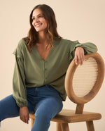 Camisa con bolero en hombros para mujer - Verde
