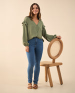 Camisa con bolero en hombros para mujer - Verde