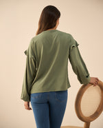Camisa con bolero en hombros para mujer - Verde