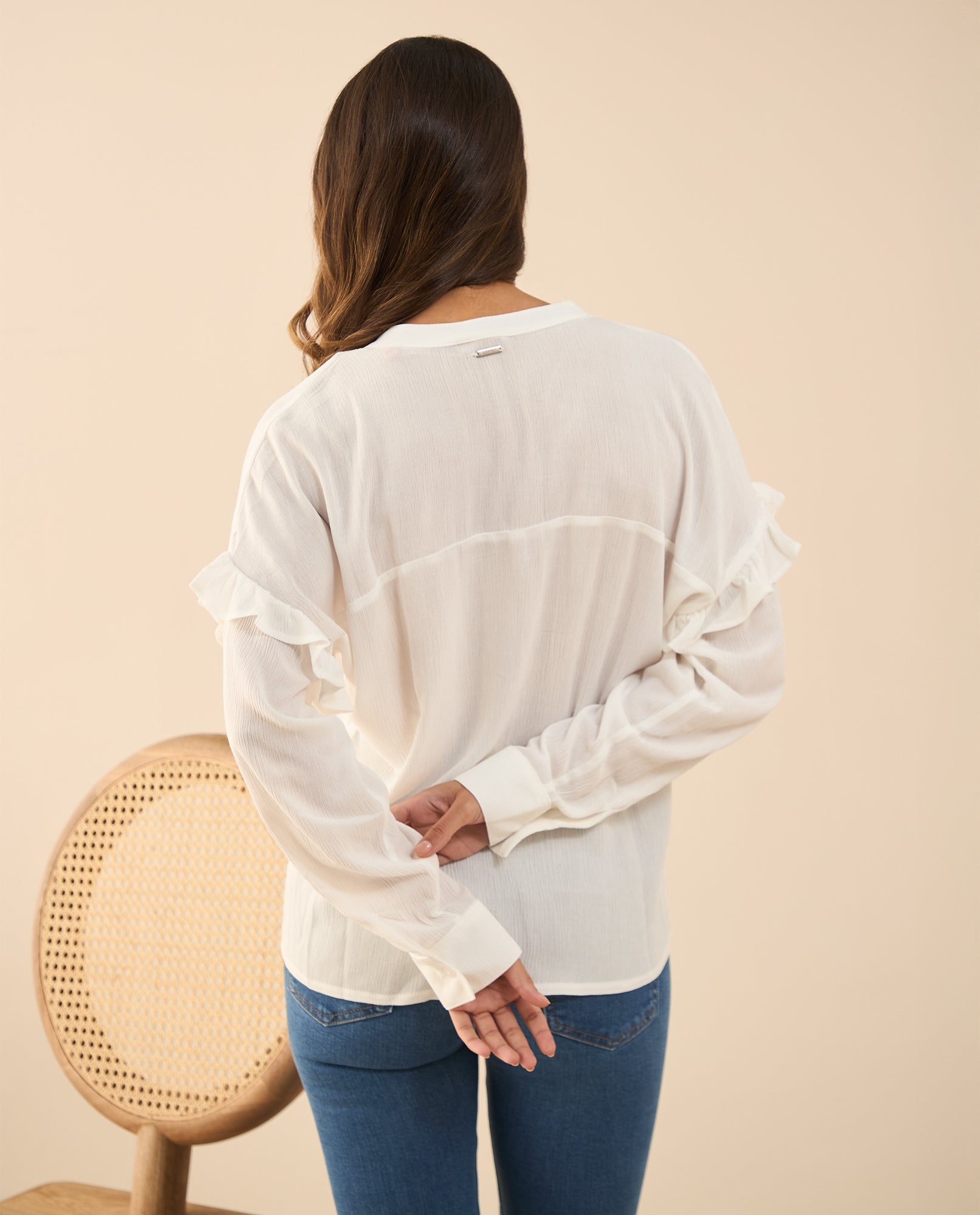 Camisa con bolero en manga para mujer - Crudo 34_615G303_CRU110605_5