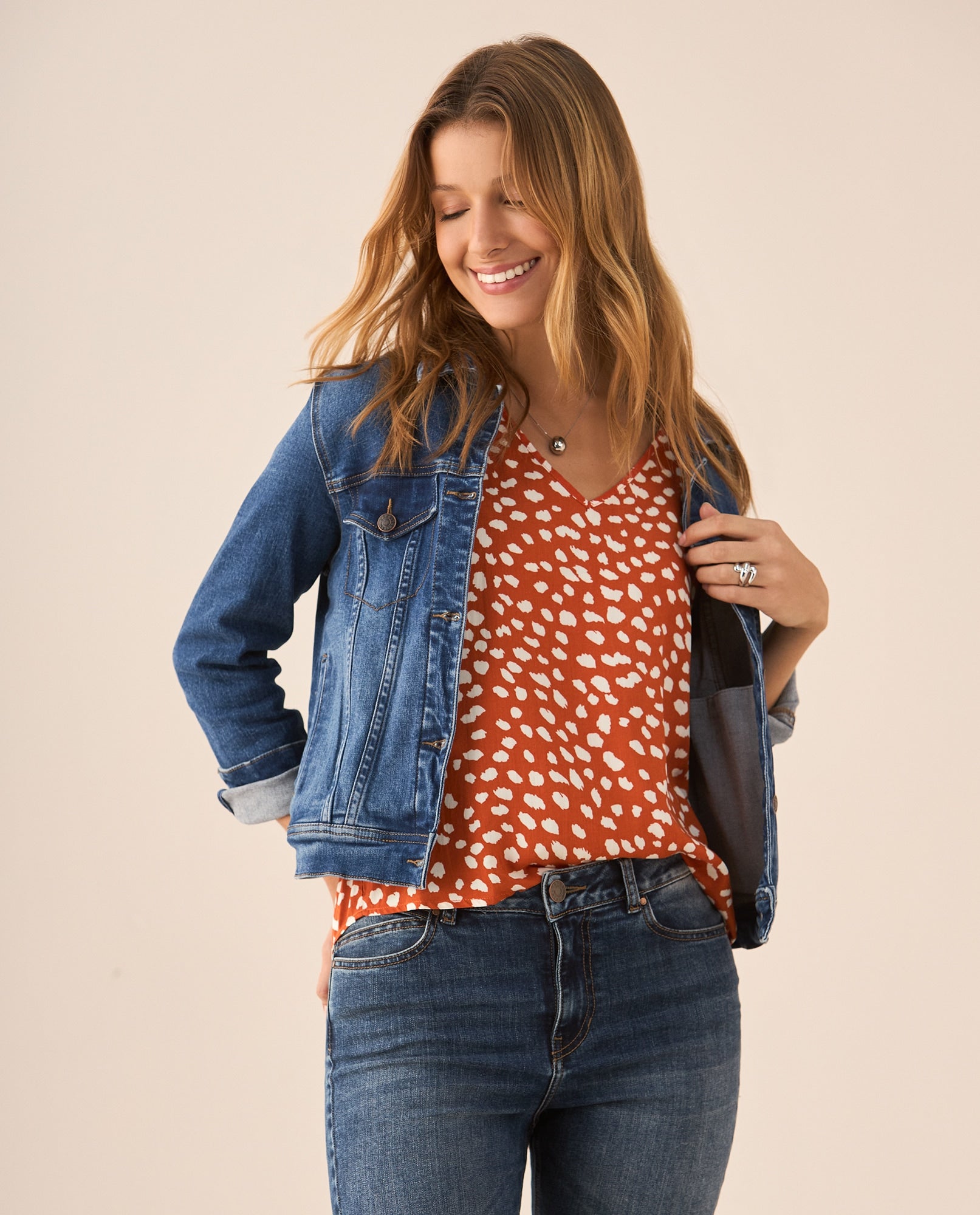 Camisa de animal print para mujer - Naranja 34_615G304_NAR151234_5