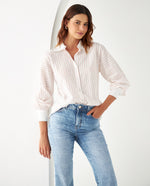 Camisa con tejido de mariposa para mujer - Naranja