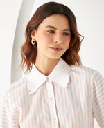 Camisa con tejido de mariposa para mujer - Naranja