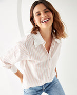 Camisa con tejido de mariposa para mujer - Naranja