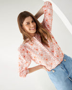 Camisa con diseños bordados para mujer - Naranja