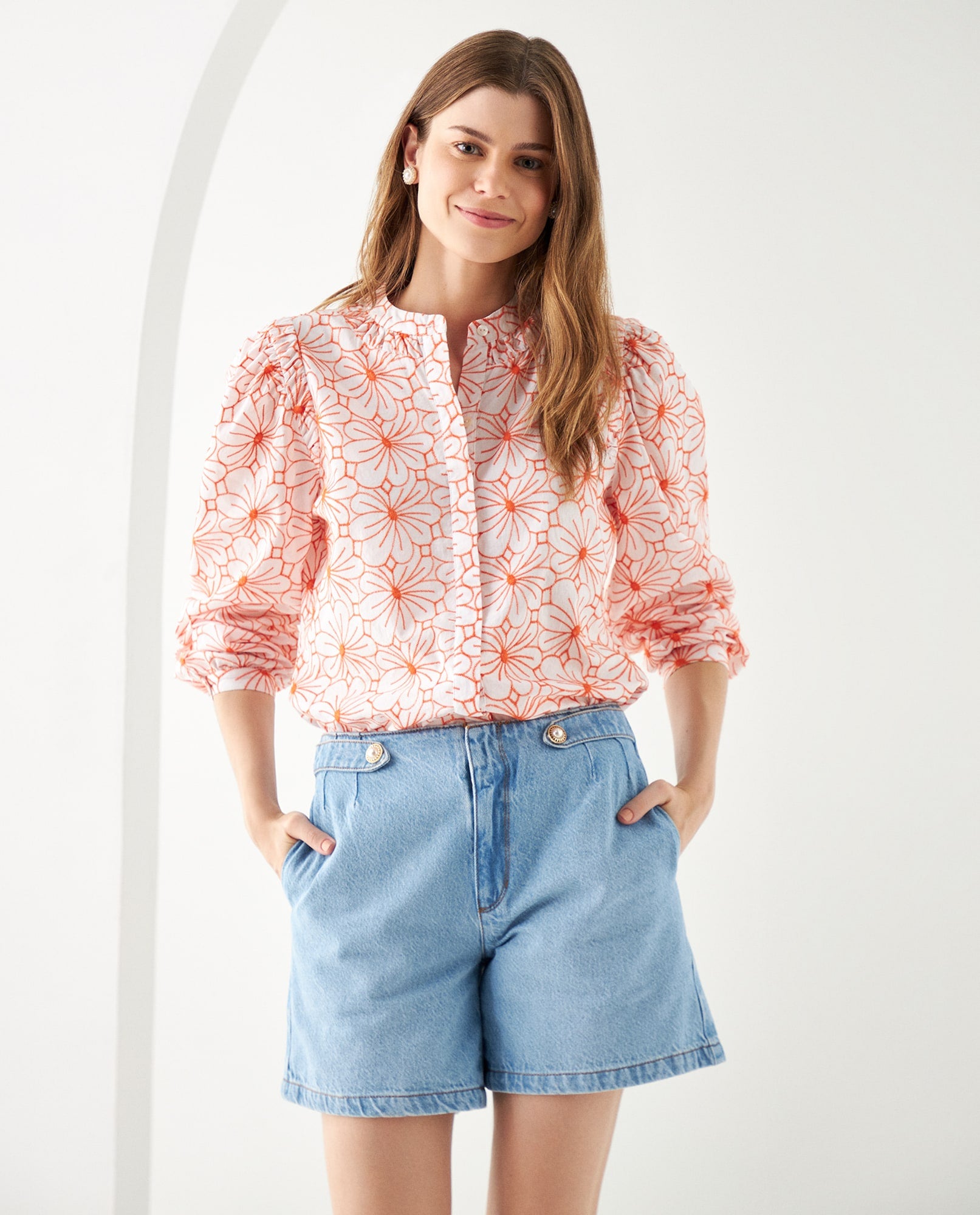 Camisa con diseños bordados para mujer - Naranja 34_619E023_NAR120917_6