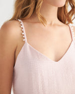 Camisa con perlas decorativas para mujer - Rosa