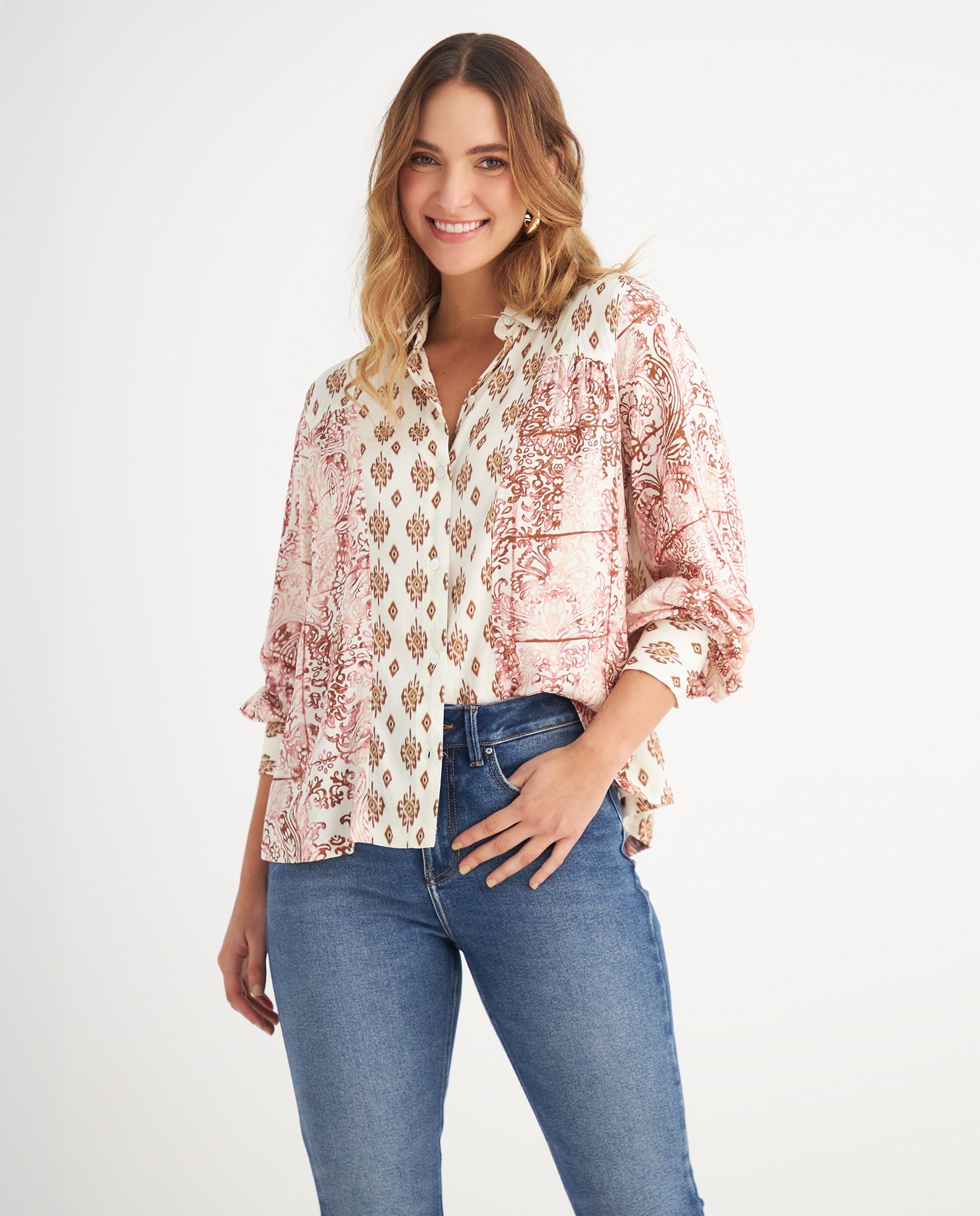 Camisa con cortes decorativos en frente para mujer - Crudo 34_619F005_CRU110701_0