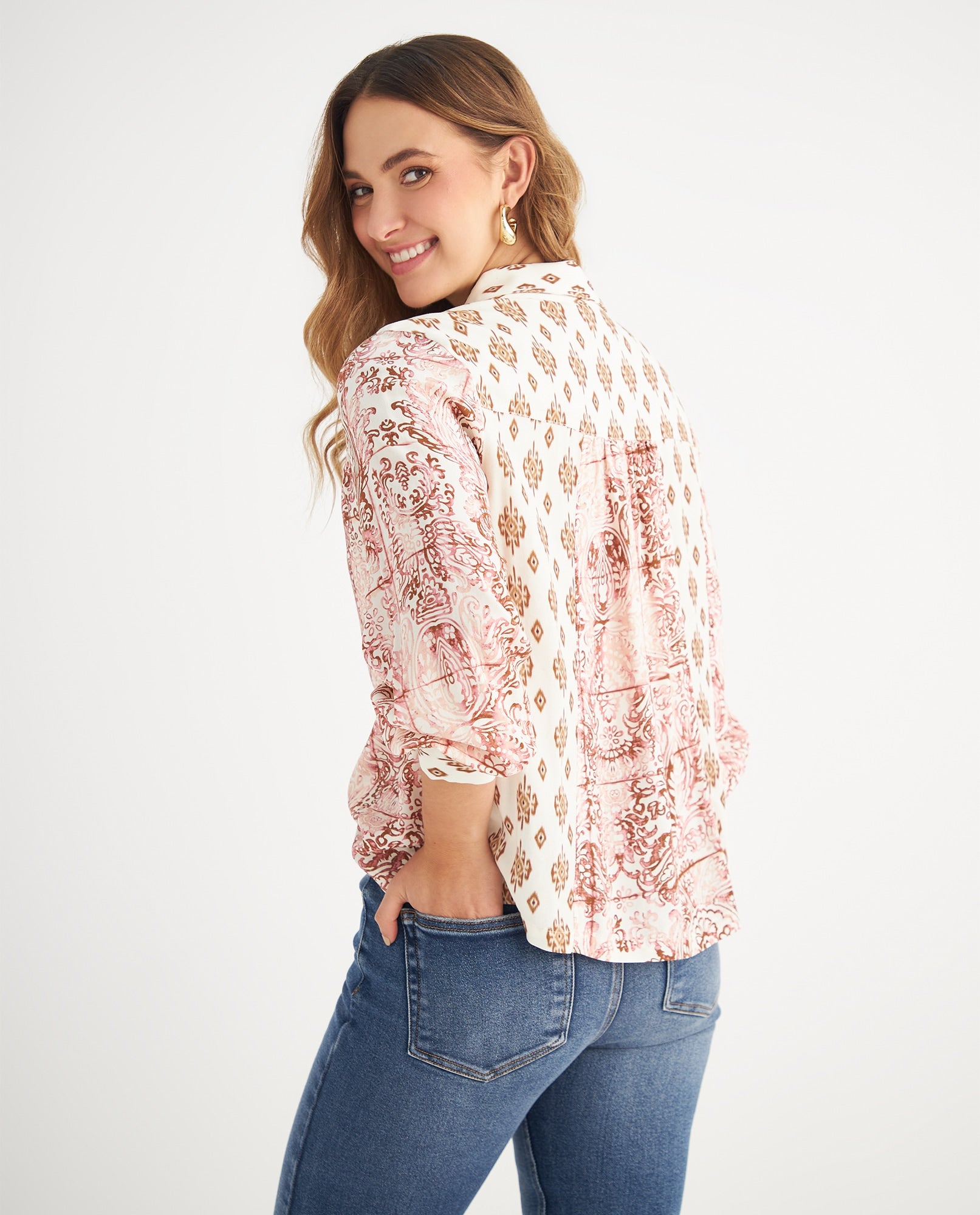 Camisa con cortes decorativos en frente para mujer - Crudo 34_619F005_CRU110701_4
