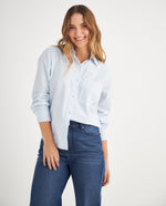 Camisa de diseño a rayas para mujer - Azul