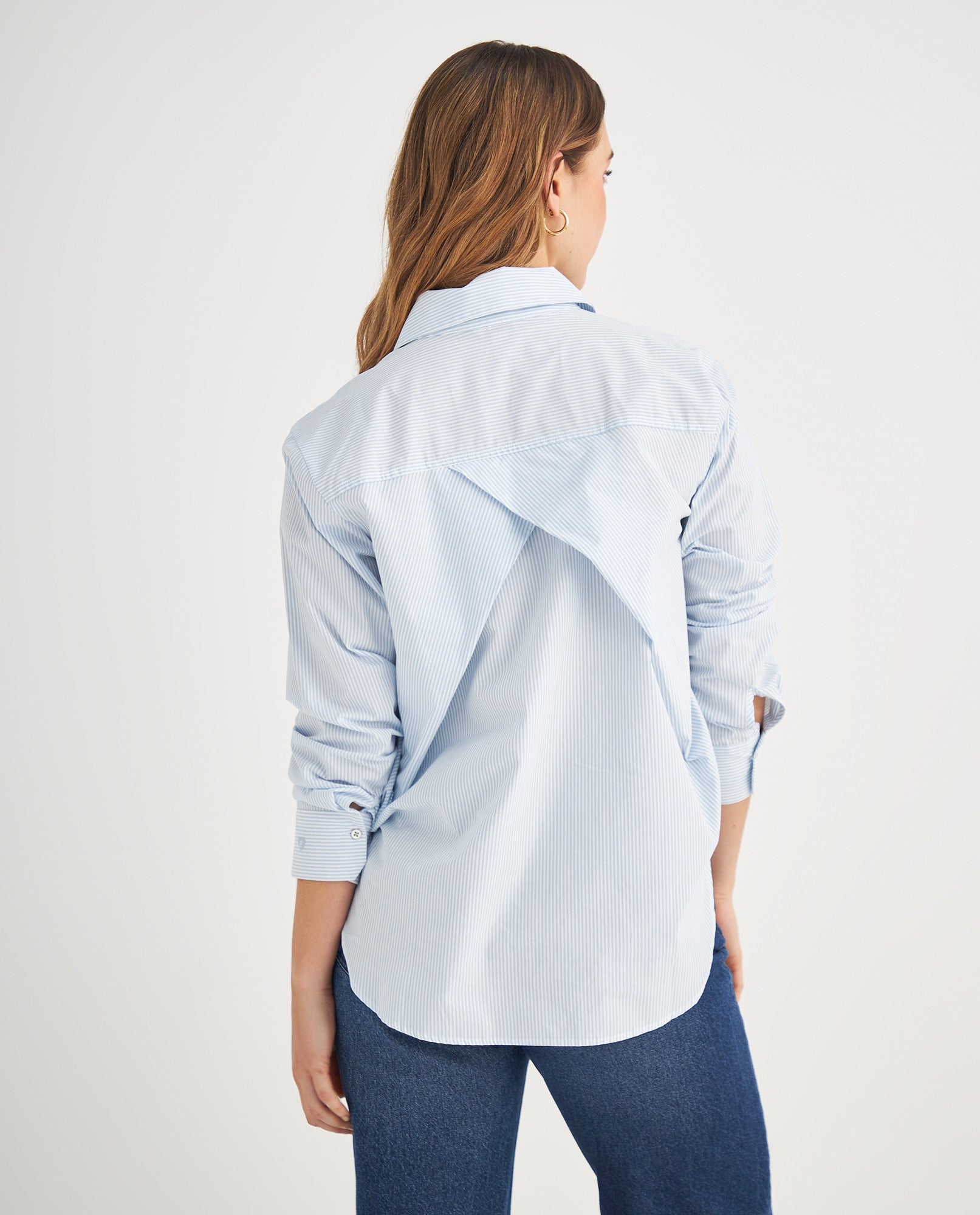 Camisa de diseño a rayas para mujer - Azul 34_619F011_AZU144123_4