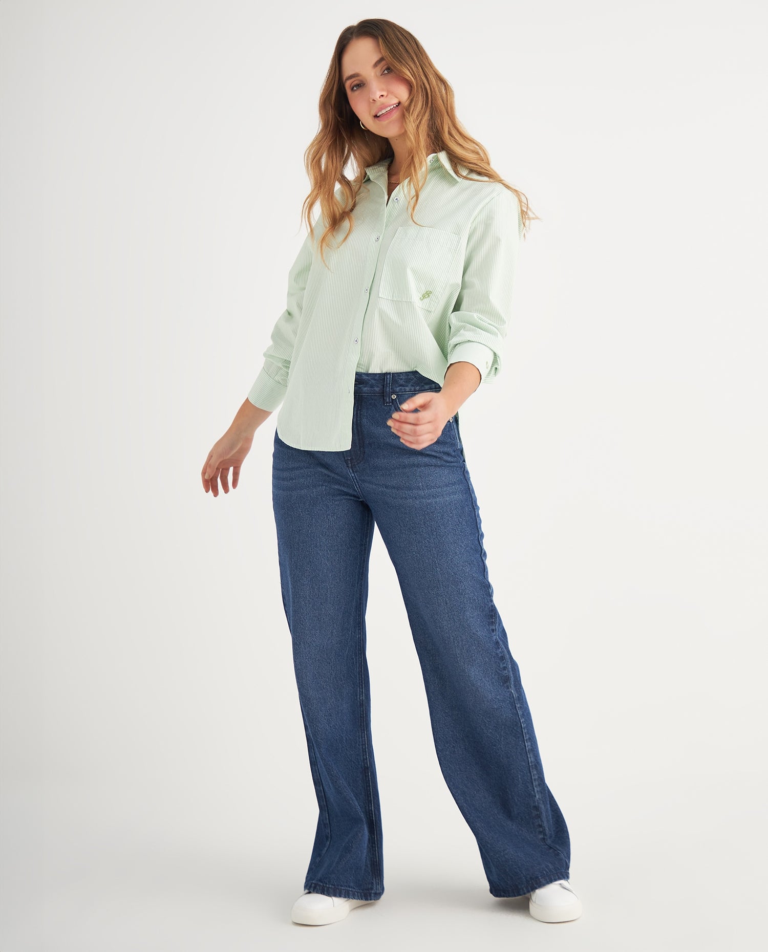 Camisa de diseño a rayas para mujer - Verde