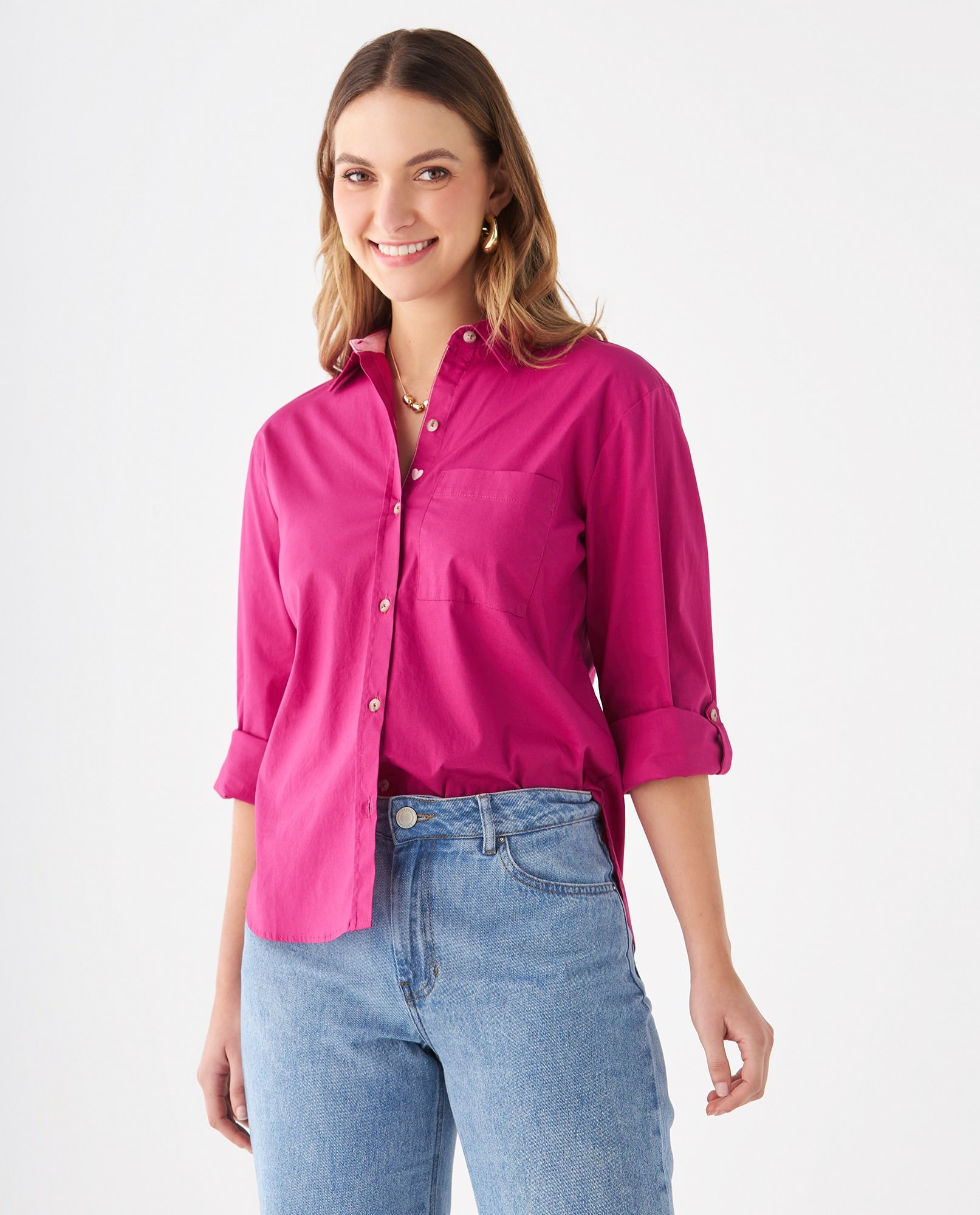 Camisa con bolsillo de parche para mujer - Morado 34_619F022_MOR182527_0