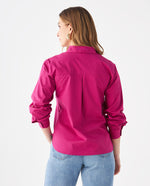 Camisa con bolsillo de parche para mujer - Morado