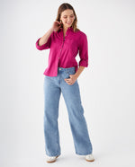 Camisa con bolsillo de parche para mujer - Morado